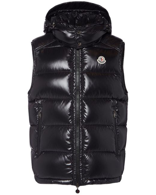 Moncler Black Bormes Hooded Nylon Down Vest for men