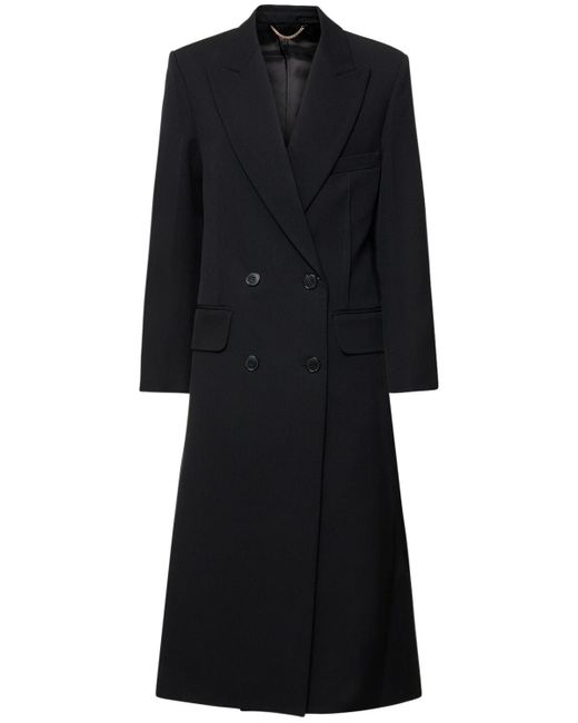 Victoria Beckham Black Tailored Wool Blend Long Coat