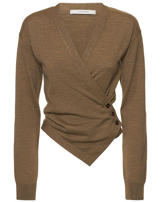 Lemaire Natural Wool Blend Wrap Cardigan