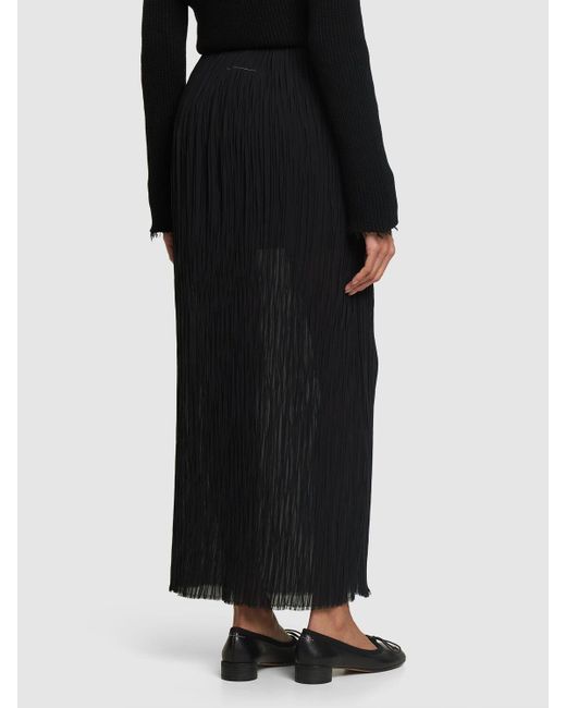 MM6 by Maison Martin Margiela Black Pleated Long Skirt