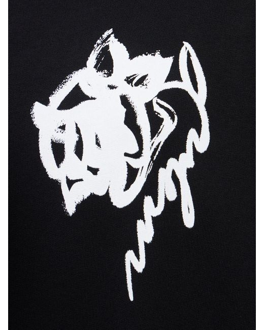 MSGM Black Logo & Rose Cotton Crewneck Sweatshirt