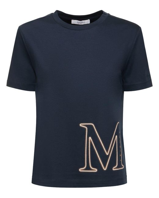 Max Mara Blue Monviso Logo Cotton & Modal T-shirt