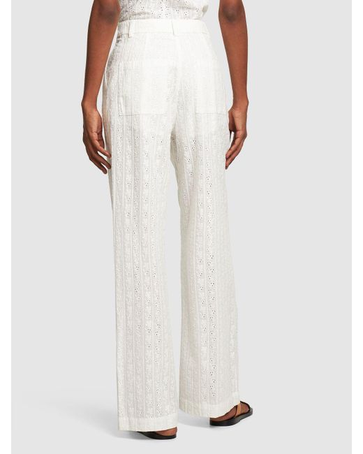 We Wore What Cotton Eyelet Lace Wide Pants in White | Lyst