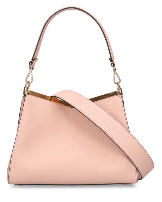 Etro Pink Medium Vela Leather Shoulder Bag