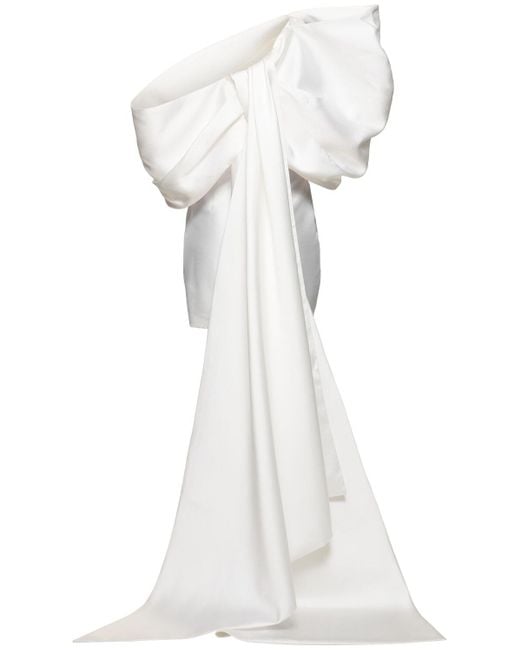 Robe courte en sergé avec gros nœud ula Solace London en coloris White