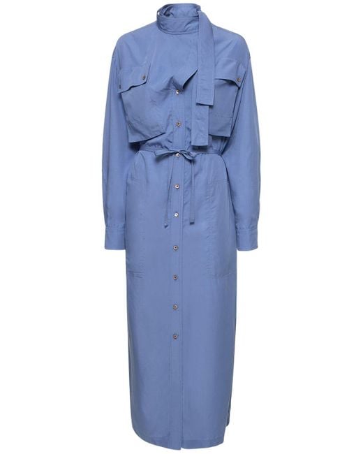 Lemaire Blue Two Pocket Midi Shirt Dress