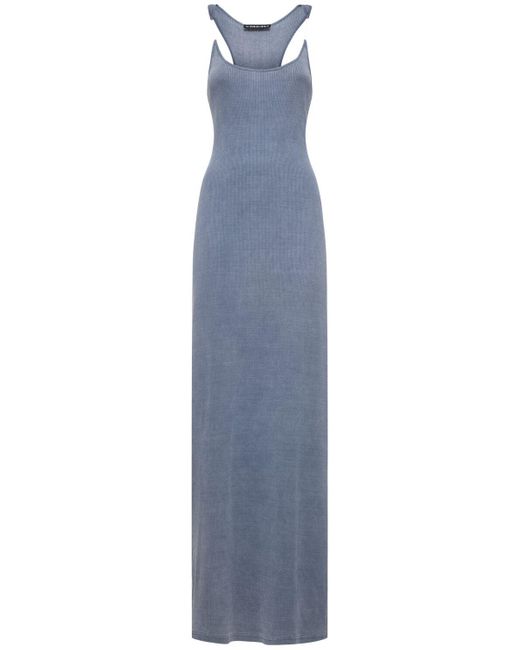 Y. Project Blue Ribbed Knit Invisible Straps Long Dress