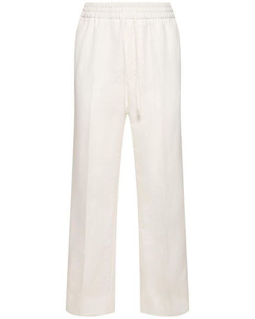 Pantalones deportivos de algodón y lino Brioni de hombre de color White