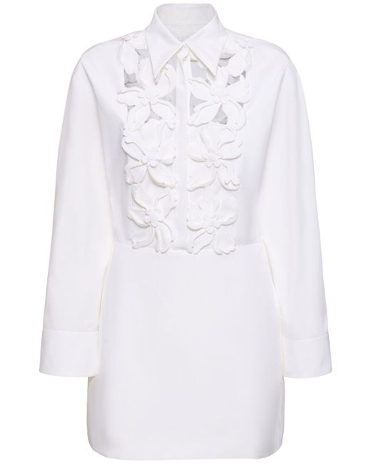 Valentino White Embroidered Poplin Mini Dress