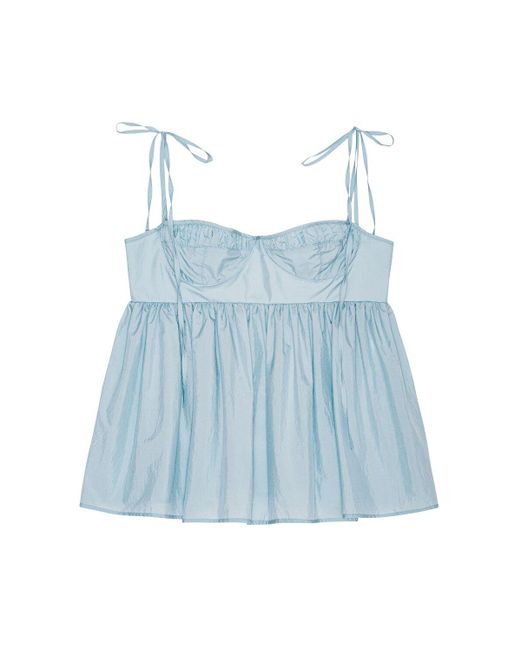 CECILIE BAHNSEN Alora Shiki Light Taffeta Top Blue