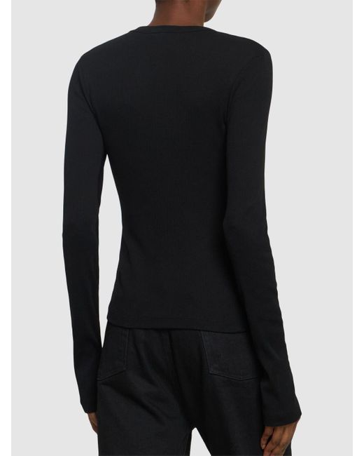 Camiseta de algodón acanalado Helmut Lang de color Black