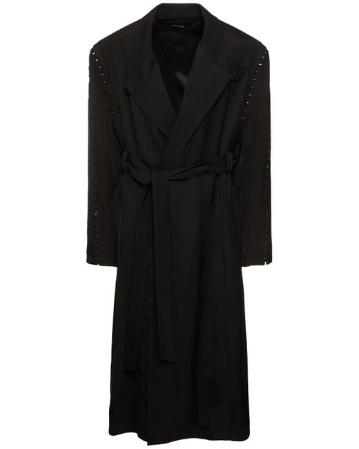 Manteau oversize en gabardine & ceinture Mugler en coloris Black