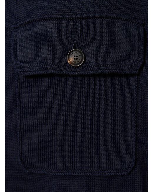 Brunello Cucinelli Overshirt-cardigan Aus Baumwolle in Blue für Herren