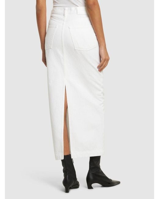 Wardrobe NYC White Straight Denim Maxi Skirt