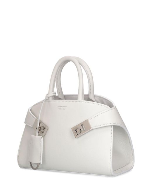 Ferragamo White Mini Hug Leather Top Handle Bag