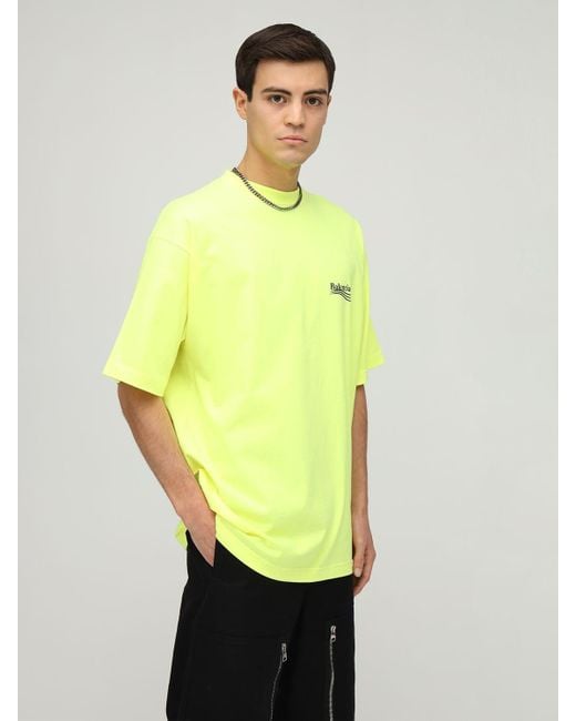 Balenciaga Political Logo Cotton Jersey T-shirt in Neon Yellow (Yellow) for  Men | Lyst