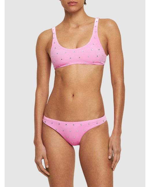 Top de bikini de chenilla DSquared² de color Pink