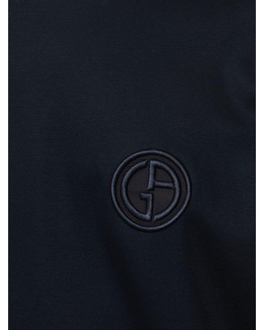 Giorgio Armani Black Logo Embroidery Cotton T-shirt for men