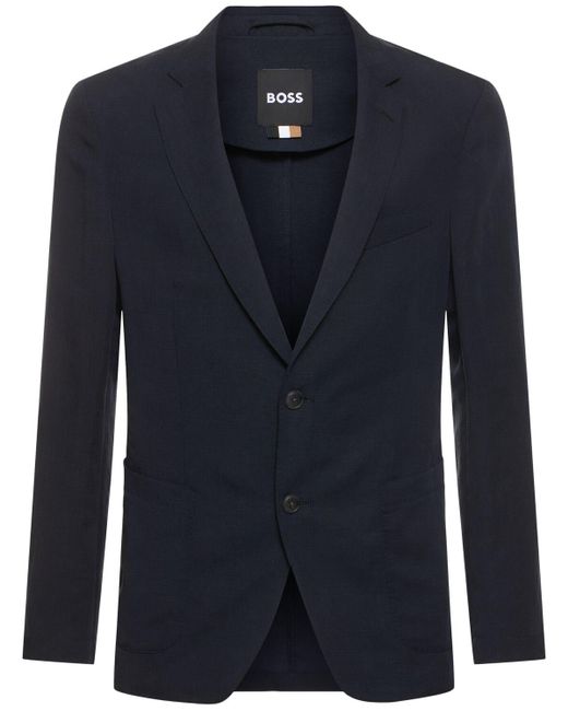 Boss Blue Hanry Lyocell & Linen Blazer for men