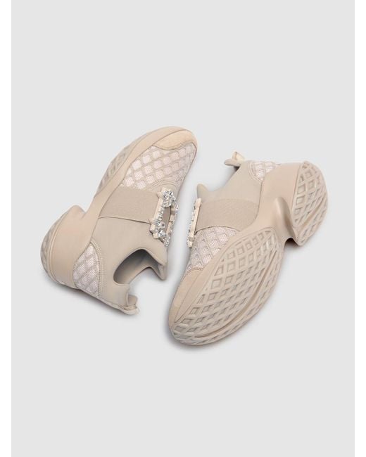 Roger Vivier Natural Sneakers Aus Baumwolle Und Mesh "viv Run"