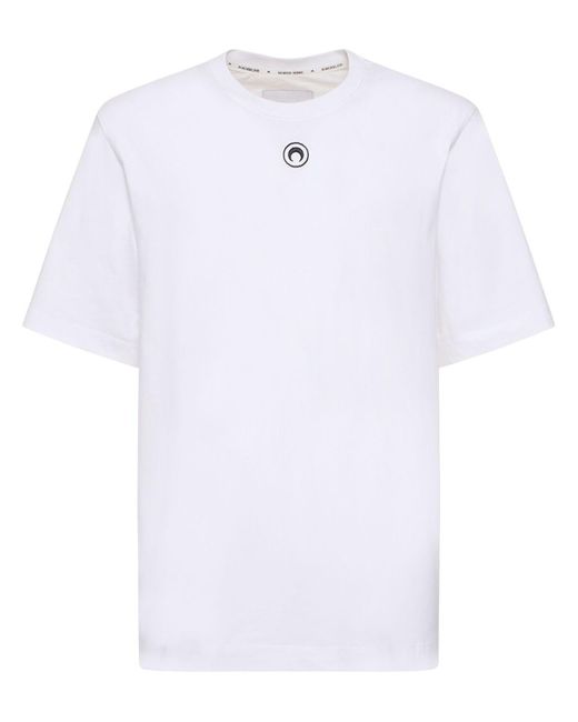 Camiseta de jersey de algodón orgánico con logo MARINE SERRE de hombre de color White