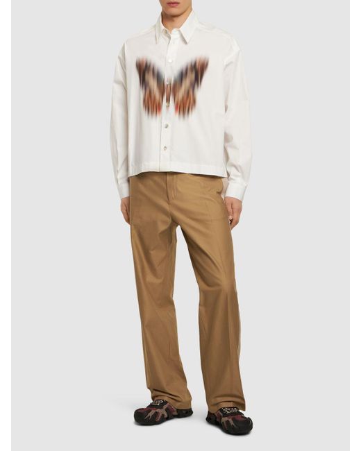 Bonsai White Butterfly Print Cotton Shirt for men