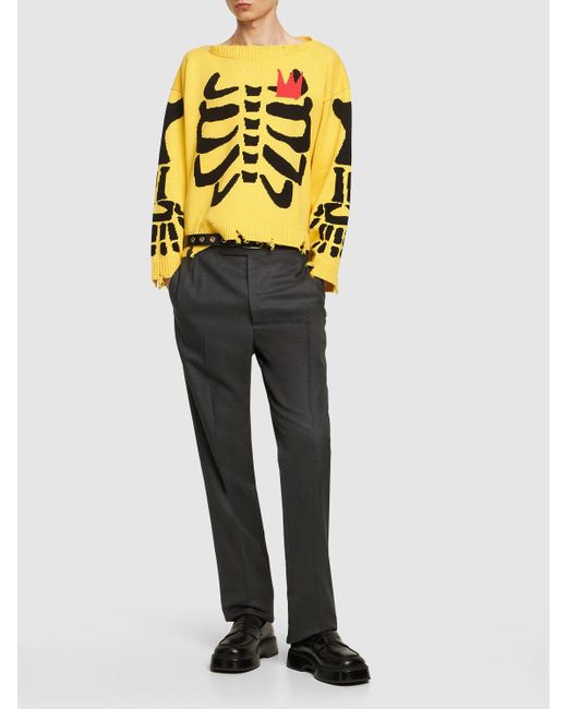 Charles Jeffrey Yellow Graphic Slash Skeleton Sweater for men