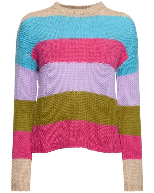 Maglione in cashmere a righe palco di Weekend by Maxmara in Pink