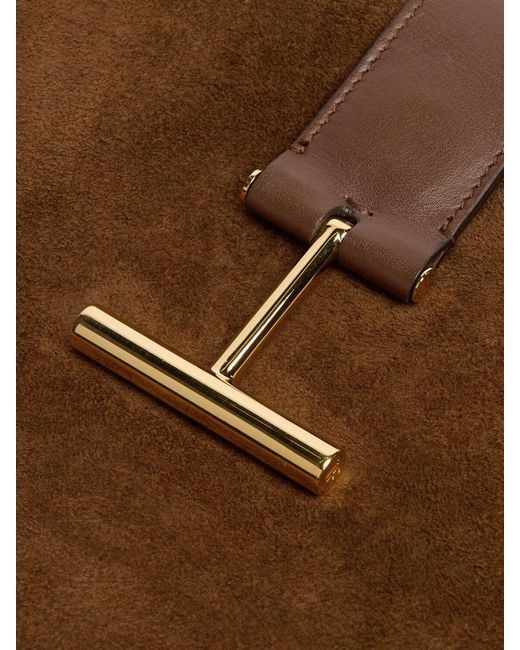 Tom Ford Brown Kleine Umhängetasche Aus Wildleder