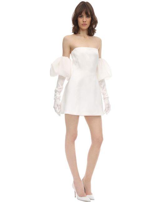 Redemption White Strapless Silk Duchesse Mini Dress