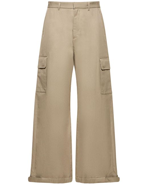 Off-White c/o Virgil Abloh Natural Ow Embroidered Cotton Cargo Pants for men