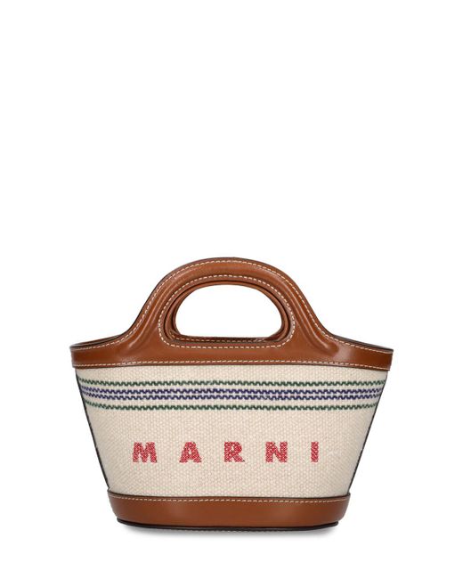 Marni Brown Micro Tropicalia Canvas Top Handle Bag