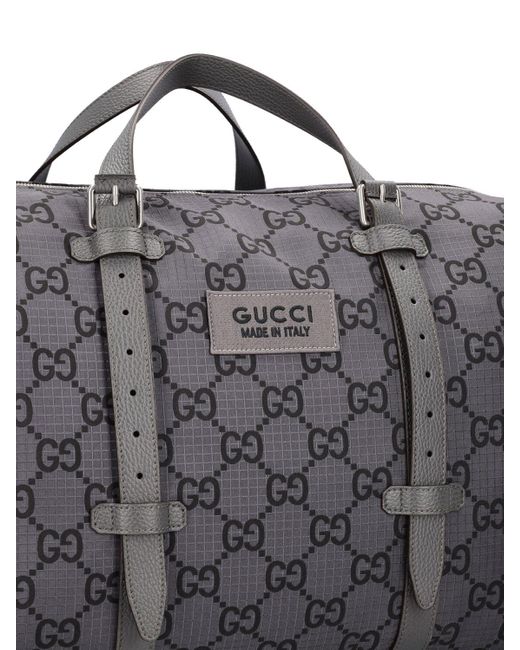 Sac duffle en nylon ripstop gg Gucci pour homme en coloris Gray