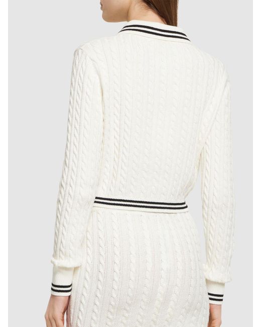 Alessandra Rich Natural Cotton Blend Knit Polo Sweater