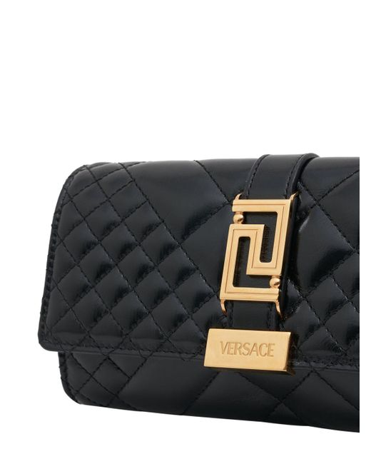 Versace Black Mini Quilted Leather Shoulder Bag