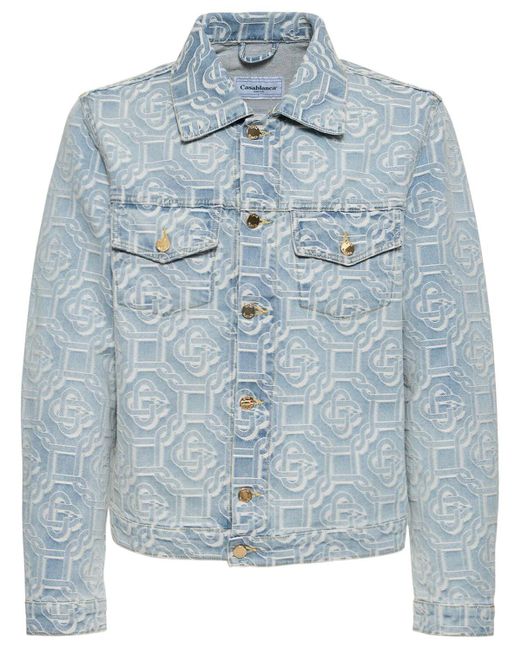 CASABLANCA Blue Monogram Jacquard Cotton Denim Jacket for men