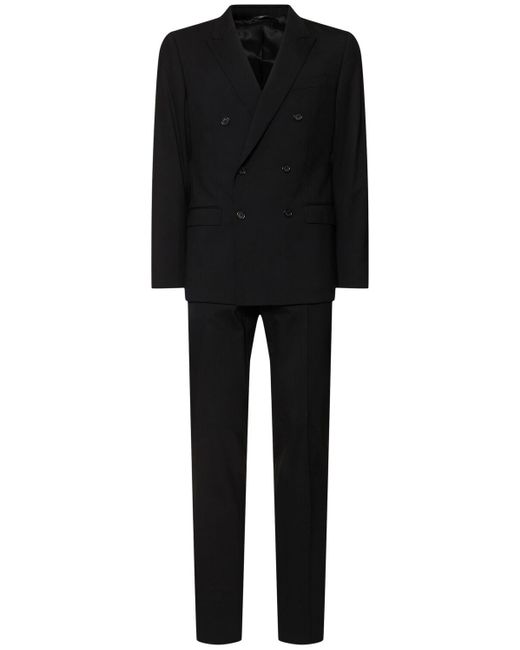 Dolce & Gabbana Dreiteiliger Anzug Aus Stretch-wollcanvas in Black für Herren