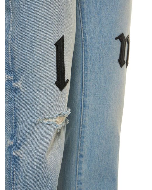 Palm Angels Blue Logo Patch Cotton Denim Jeans for men