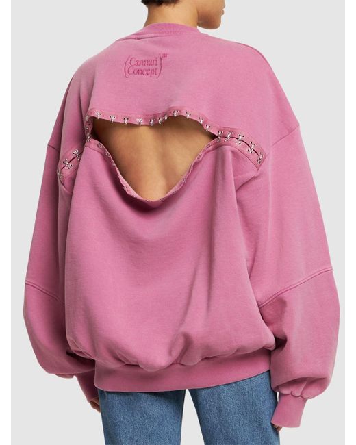 CANNARI CONCEPT Pink Oversize Cotton Crewneck Sweater