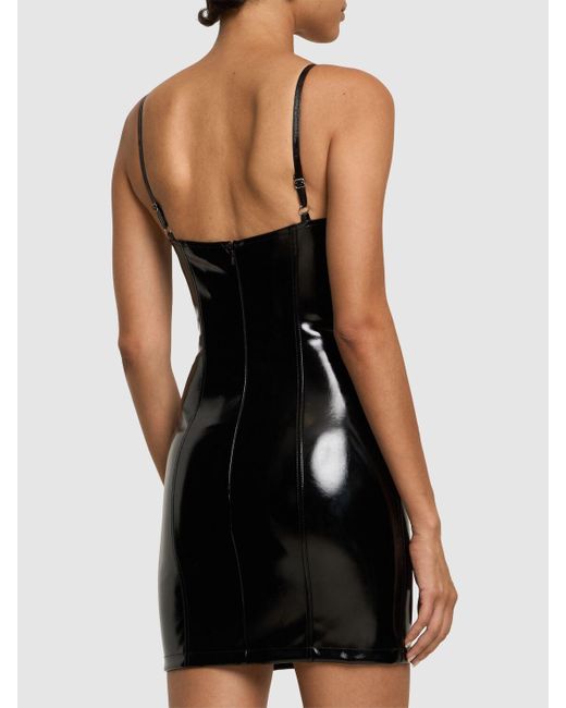 Blumarine Black Minikleid Aus Kunstlackleder