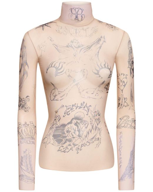 Balenciaga Natural Tattoo Stretch Tech Turtleneck T-shirt