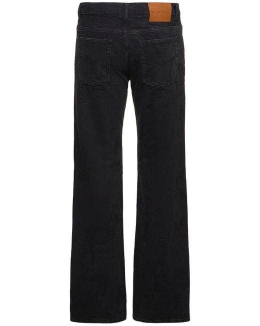 Bluemarble Black Denim Jacquard Bootcut Jeans for men