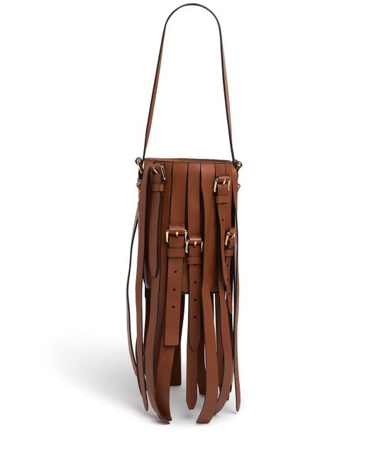 Moschino Multibelts レザートートバッグ Brown