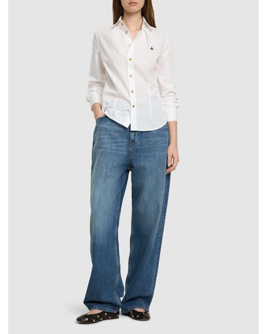 Camicia toulouse in popeline di cotone / logo di Vivienne Westwood in White