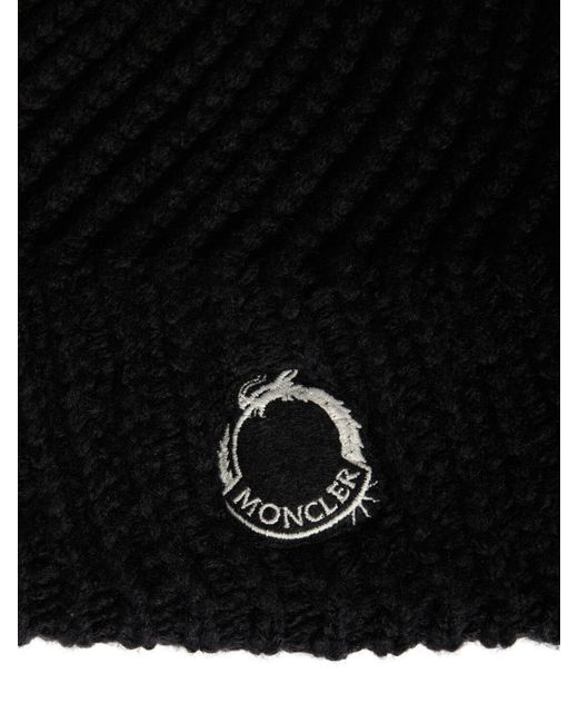 Moncler Black Cny Wool Blend Tricot Beanie for men