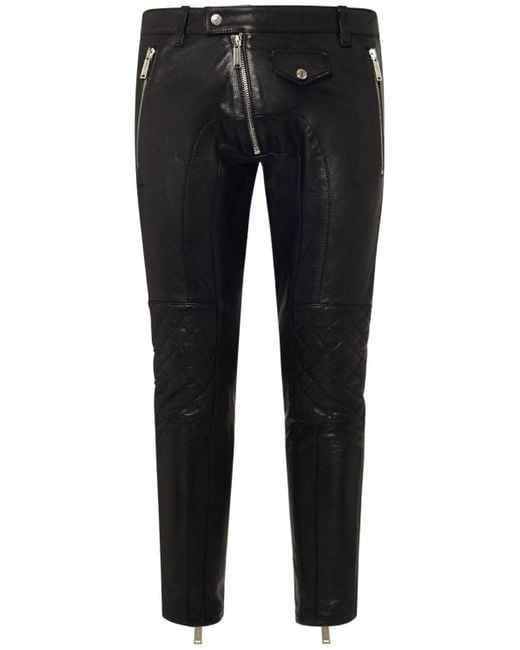 Pantaloni sexy biker in pelle di DSquared² in Black da Uomo