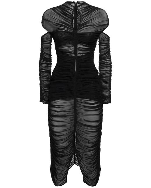Vestido de malla con aberturas Mugler de color Black