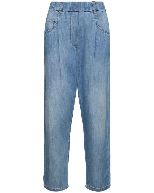 Brunello Cucinelli Blue Light Denim Wide Jeans