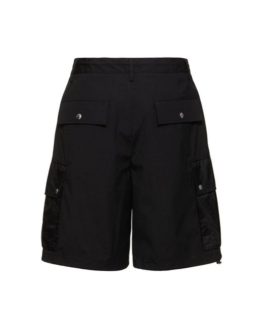 Moncler Black Cotton Cargo Shorts for men