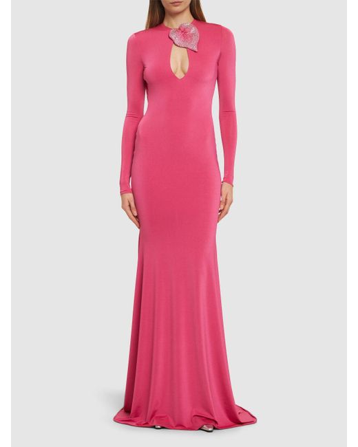 GIUSEPPE DI MORABITO Pink Stretch Jersey Midi Dress
